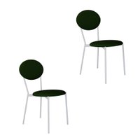 Conjunto com 2 Cadeiras Elipse Poliéster Verde Musgo e Branco
