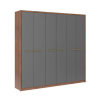 Guarda-Roupa Casal Belmont 6 Portas 3 Gavetas Freijó e Titânio