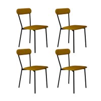 Conjunto com 4 Cadeiras Emília Poliéster Amarelo e Preto