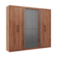 Guarda-Roupa Casal Valley 6 Portas 3 Gavetas Freijó e Titânio