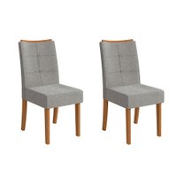 Conjunto com 2 Cadeiras Elva Bouclé Cinza e Canela
