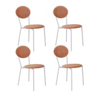 Conjunto com 4 Cadeiras Elipse Veludo Nude e Branco