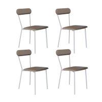 Conjunto com 4 Cadeiras Emília Revestimento Sintético Cinza e Branco