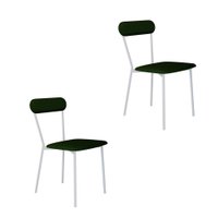 Conjunto com 2 Cadeiras Emília Poliéster Verde Musgo e Branco
