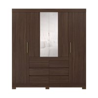 Guarda-Roupa Casal com Espelho Cadis 4 Portas 6 Gavetas Café