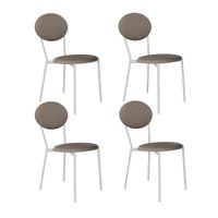 Conjunto com 4 Cadeiras Elipse Revestimento Sintético Cinza e Branco