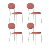 Conjunto com 4 Cadeiras Elipse Poliéster Rosa e Branco