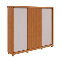 Guarda-Roupa Casal Ollie com Pés 3 Portas 6 Gavetas Amêndoa e Off White