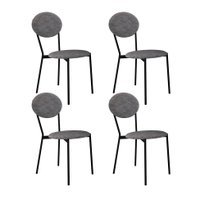 Conjunto com 4 Cadeiras Elipse Poliéster Prata e Preto