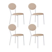 Conjunto com 4 Cadeiras Elipse Poliéster Areia e Branco