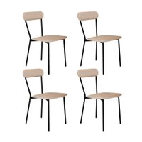 Conjunto com 4 Cadeiras Emília Poliéster Areia e Preto