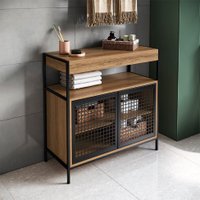 Gabinete de Banheiro Industrial Avis 2 PT Mel e Preto