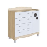 Cômoda Infantil Encanto 4 GV 1 PT Carvalho e Branca