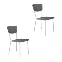 Conjunto com 2 Cadeiras Retrô Poliéster Prata e Branco