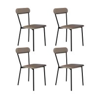 Conjunto com 4 Cadeiras Emília Revestivemento Sintético Cinza e Preto