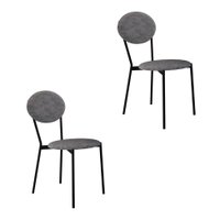 Conjunto com 2 Cadeiras Elipse Poliéster Prata e Preto