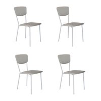 Conjunto com 4 Cadeiras Retrô Revestimento Sintético Cinza Claro e Branco