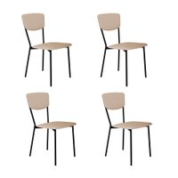 Conjunto com 4 Cadeiras Retrô Poliéster Areia e Preto