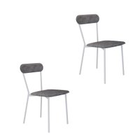 Conjunto com 2 Cadeiras Emília Poliéster Prata e Branco