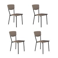 Conjunto com 4 Cadeiras Retrô Revestivemento Sintético Cinza e Preto