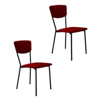 Conjunto com 2 Cadeiras Retrô Poliéster Vermelho e Preto