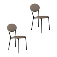 Conjunto com 2 Cadeiras Elipse Revestivemento Sintético Cinza e Preto