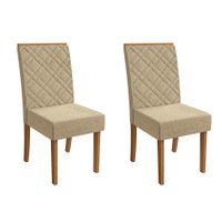 Conjunto com 2 Cadeiras Gardênia Bouclé Bege e Canela