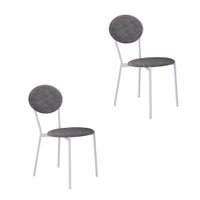 Conjunto com 2 Cadeiras Elipse Poliéster Prata e Branco