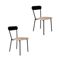 Conjunto com 2 Cadeiras Emília Poliéster Preto e Areia