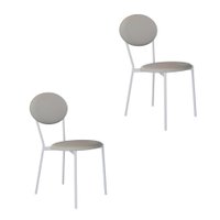 Conjunto com 2 Cadeiras Elipse Revestimento Sintético Cinza Claro e Branco