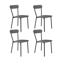 Conjunto com 4 Cadeiras Emília Poliéster Prata e Preto