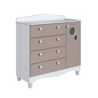 Cômoda Infantil Encanto 4 GV 1 PT Branca e Cinnamon