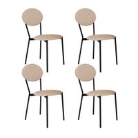 Conjunto com 4 Cadeiras Elipse Poliéster Areia e Preto