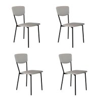 Conjunto com 4 Cadeiras Retrô Revestivemento Sintético Cinza Claro e Preto