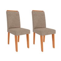 Conjunto com 2 Cadeiras Taís Linho Bege e Cinamomo