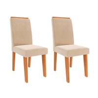 Conjunto com 2 Cadeiras Taís Suede Nude e Cinamomo
