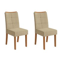 Conjunto com 2 Cadeiras Elva Bouclé Bege e Canela