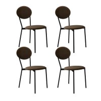 Conjunto com 4 Cadeiras Elipse Veludo Marrom e Preto