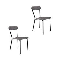 Conjunto com 2 Cadeiras Emília Poliéster Prata e Preto