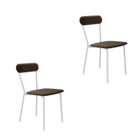 Conjunto com 2 Cadeiras Emília Veludo Marrom e Branco