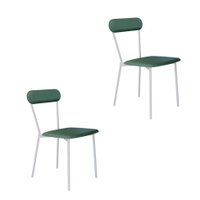 Conjunto com 2 Cadeiras Emília Revestimento Sintético Verde e Branco