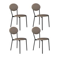 Conjunto com 4 Cadeiras Elipse Revestivemento Sintético Cinza e Preto