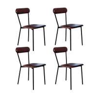 Conjunto com 4 Cadeiras Emília Revestivemento Sintético Café e Preto