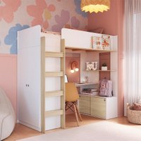 Cama Infantil Multifuncional Cora 4 PT Branca e Carvalho
