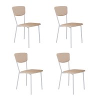 Conjunto com 4 Cadeiras Retrô Poliéster Areia e Branco