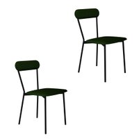 Conjunto com 2 Cadeiras Emília Poliéster Verde Musgo e Preto