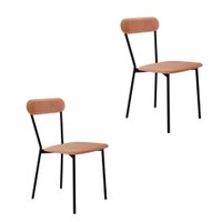 Conjunto com 2 Cadeiras Emília Veludo Nude e Preto