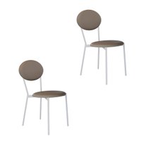 Conjunto com 2 Cadeiras Elipse Revestimento Sintético Cinza e Branco