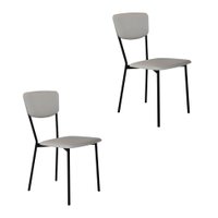 Conjunto com 2 Cadeiras Retrô Revestivemento Sintético Cinza Claro e Preto