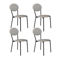 Conjunto com 4 Cadeiras Elipse Revestivemento Sintético Cinza Claro e Preto